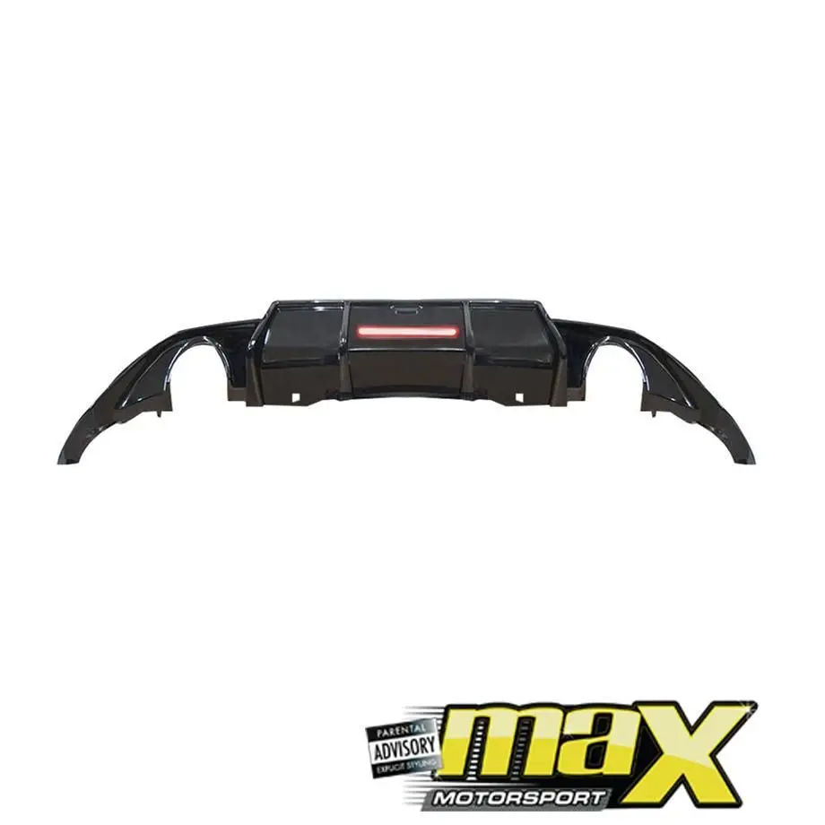 Suitable To Fit - Vw Polo 8 Aw Tsi (18-22) Karbel Style Gloss Black Rear Diffuser With Brake Light 1