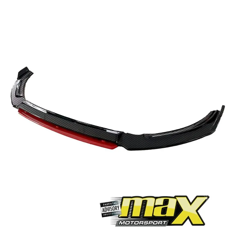 Vw Polo 8 Aw (18-On) Carbon Look Maxton Style Plastic Front Spoiler 1