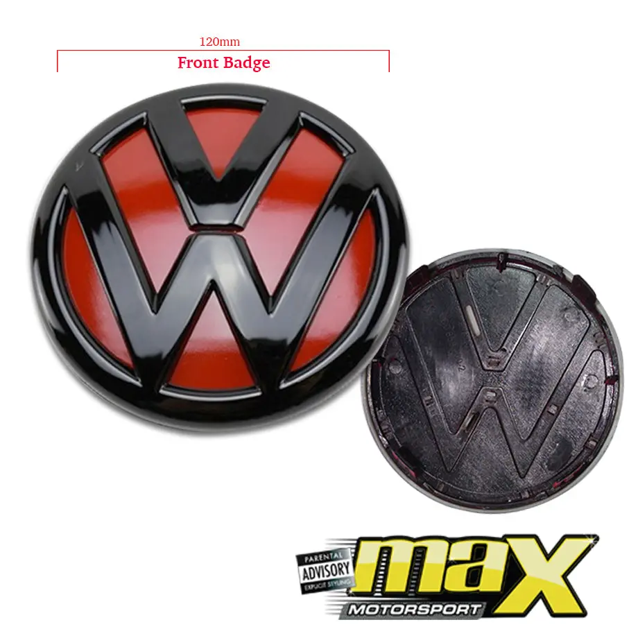 Vw Polo (14-18) Black & Red Clip-On Emblem Badge (Pair) 2