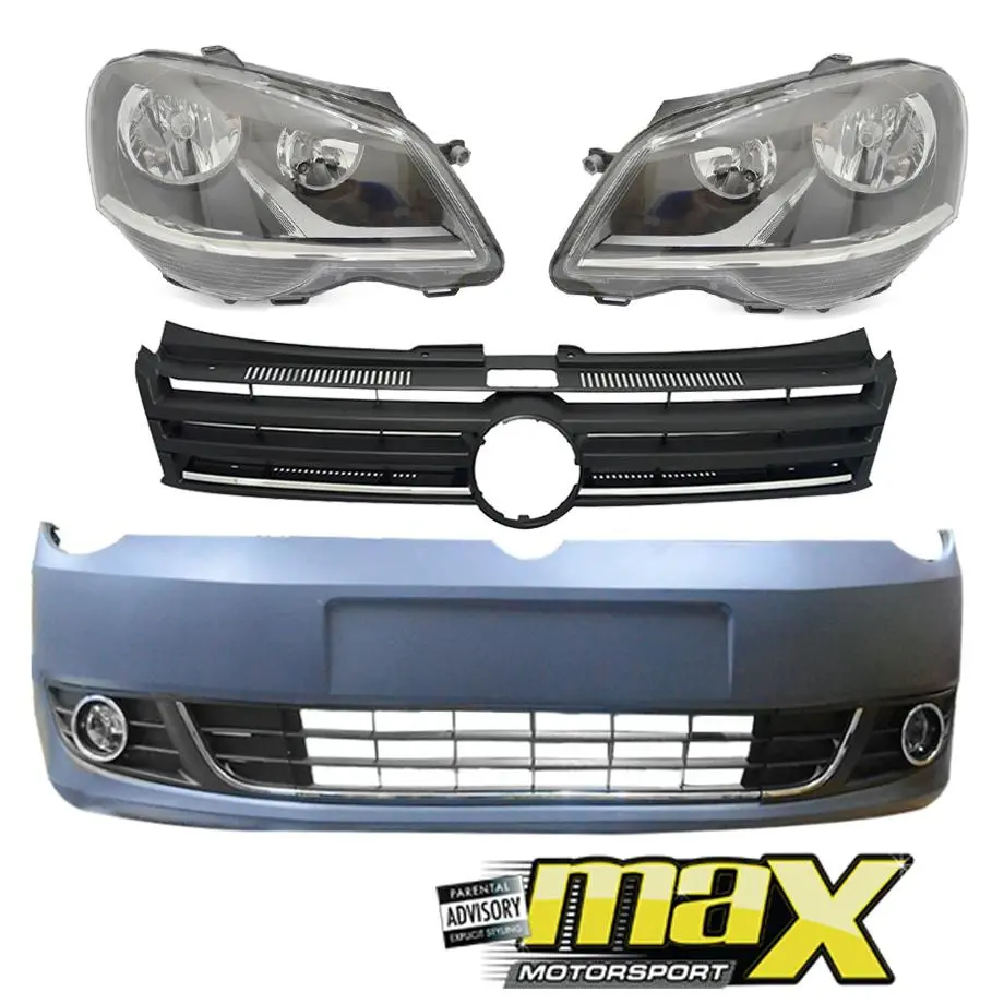 Suitable To Fit - Vw Polo Vivo (10-19) Silverline Plastic Upgrade Front Bumper With Headlight & Fogs 1