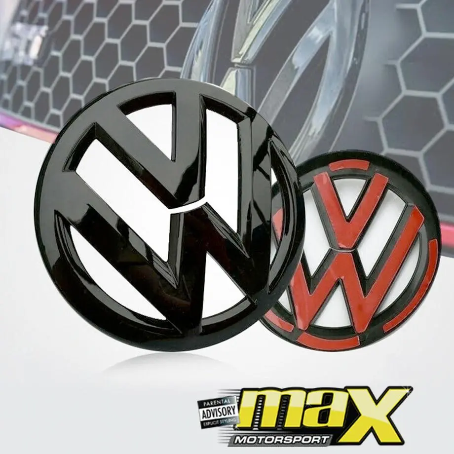Suitable To Fit - V-W Polo 6 / Vivo Gloss Black Stick On Emblem Badge Cover (Pair) 1