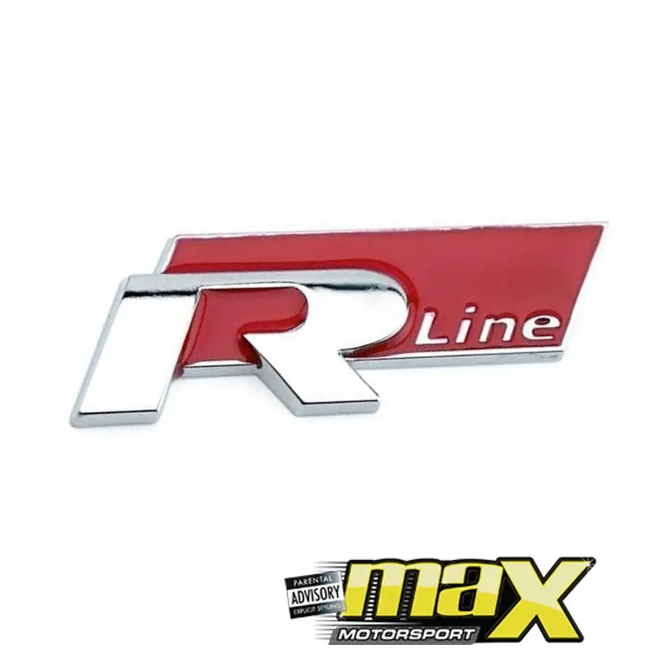 R-Line Chrome Stick-On Badge (Red) 1