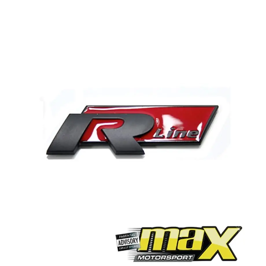 R-Line Stick-On Badge (Matt Black With Red) 1