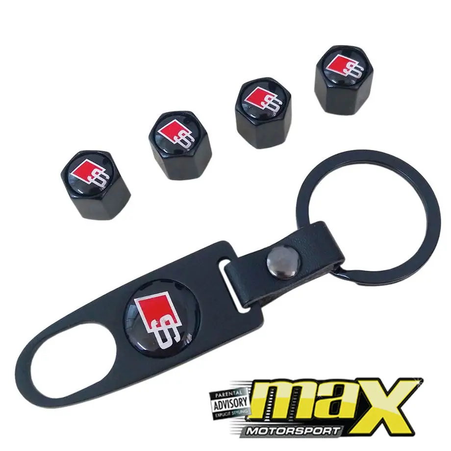 Universal Metal S-Line Valve Caps With Keychain 1