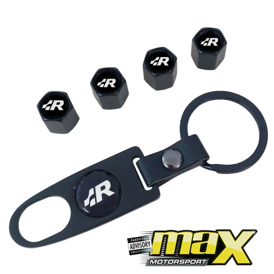 Universal Metal R-Line Valve Caps With Keychain 1
