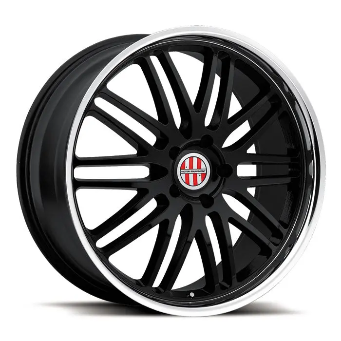 19" Victor Equipment Lemans Gloss Black W/Mirror Cut Lip Wheel 1