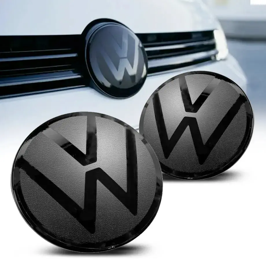 Suitable To Fit - V-W Polo 6 / Vivo Smoked Black Stick On Emblem Badge Cover (Pair) 1