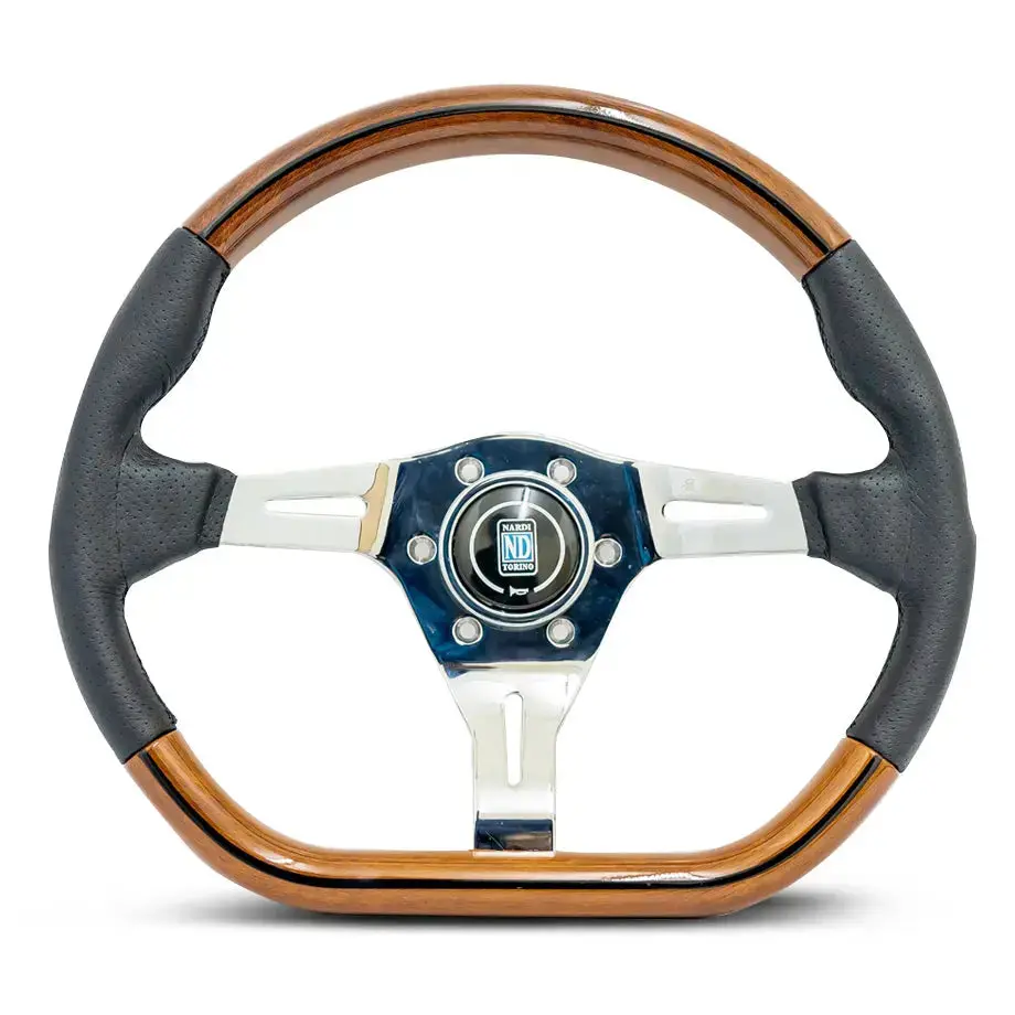 Wood Grain Look Flat Bottom Racing Style Steering Wheel (350Mm) 1