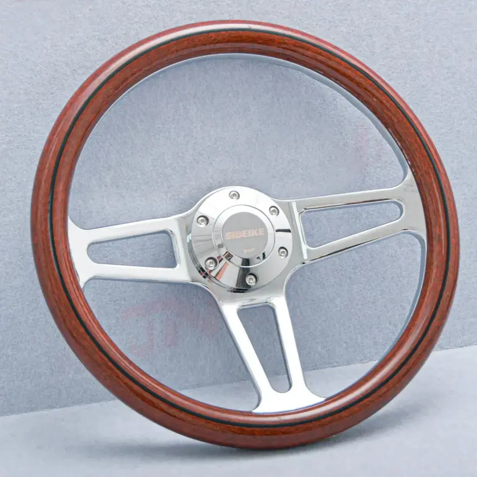 Genuine Wood Grain Racing Style Steering Wheel (350Mm) 1
