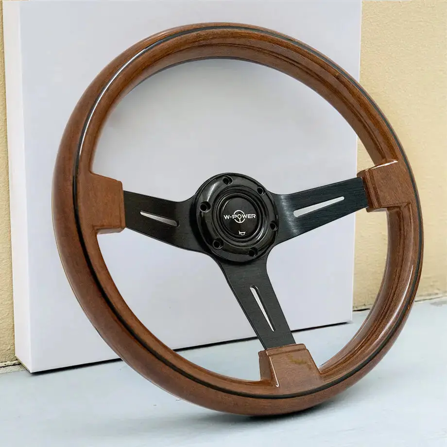 Wood Grain Look Drift Style Steering Wheel (350Mm) 1