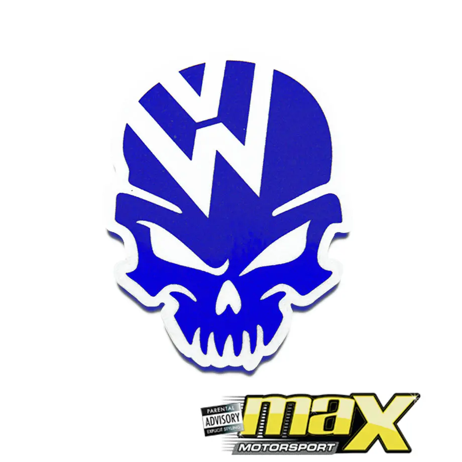 Universal Vw Skull Vinyl Sticker (Blue) 1