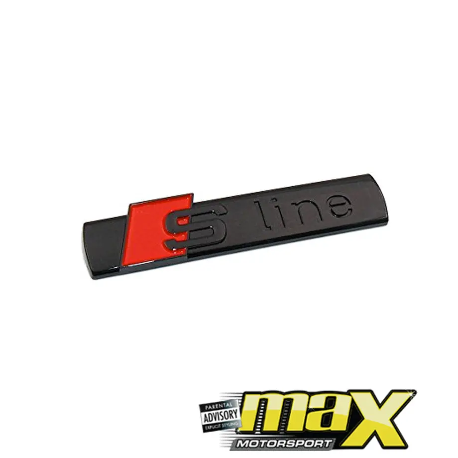 Universal Audi S-Line Stick On Badge (Black & Red) 1