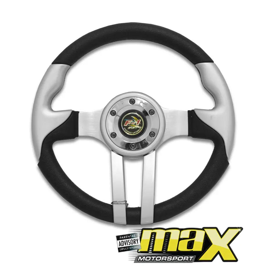 F1 Sports Steering Wheel (Silver & Black) 1
