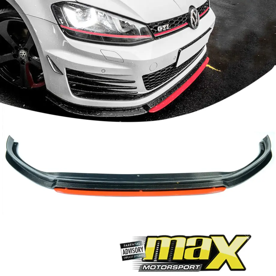 Vw Golf 7 Gti / R - Rvz Sport Carbon Fibre 2-Piece Front Spoiler 1