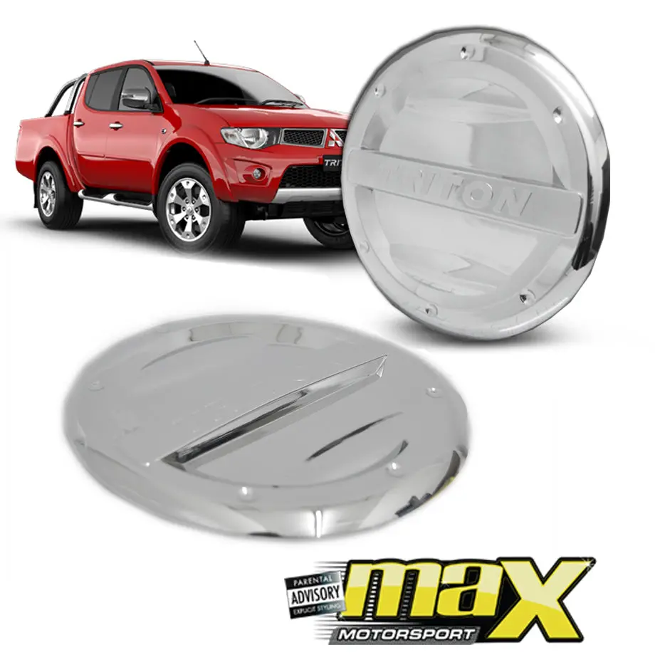 Mitsubishi Triton (06-10) Chrome Fuel Cap Covers With Triton Logo 1