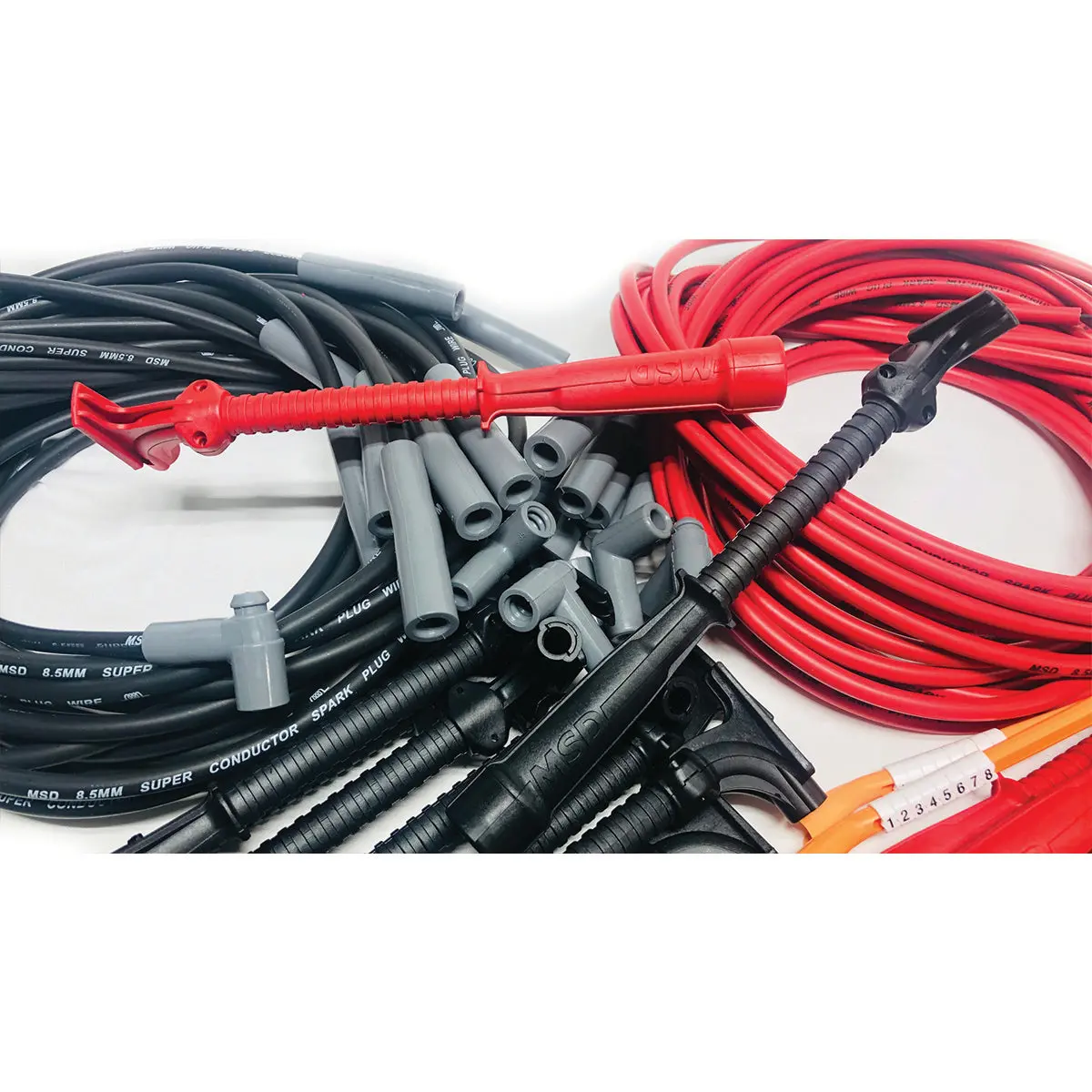 Dual Msd Spark Plug Wires Hemi Black Red Set 31559 1
