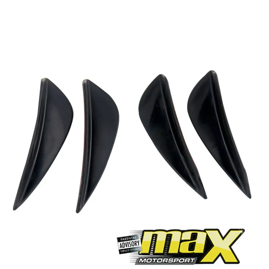 Universal Stick-On 13Cm Black Rubber Bumper Canards (4-Pc) 1