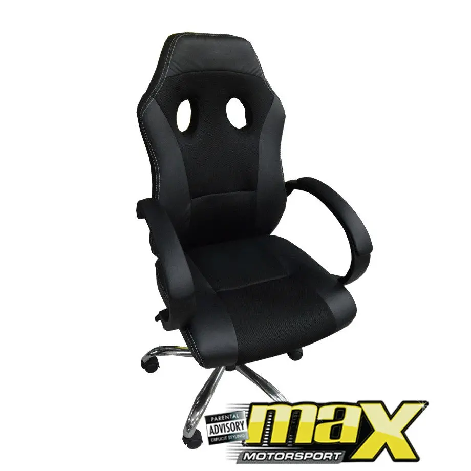 Racing Seat Office Chair - Black & Grey (Pvc & Cloth) 1