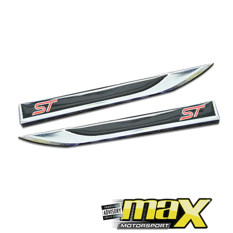 Side Fender Logo Badges - St (Black & Chrome) 1