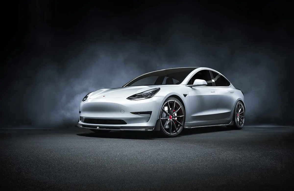 Vorsteiner Tesla Model 3 Volta Aero Front Spoiler Carbon Fiber Pp 2X2 Glossy 1