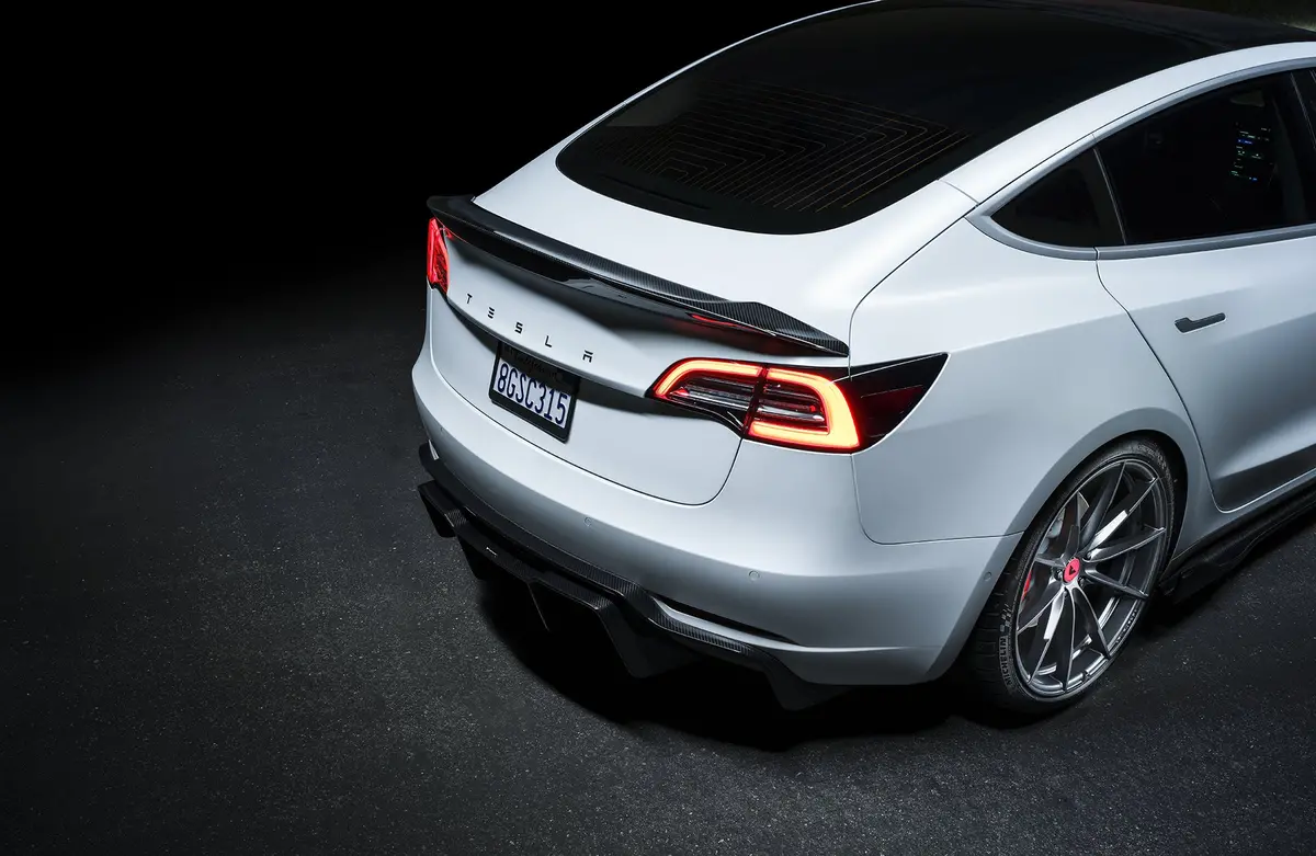 Vorsteiner Tesla Model 3 Volta Aero Decklid Spoiler Carbon Fiber Pp 2X2 Glossy 1