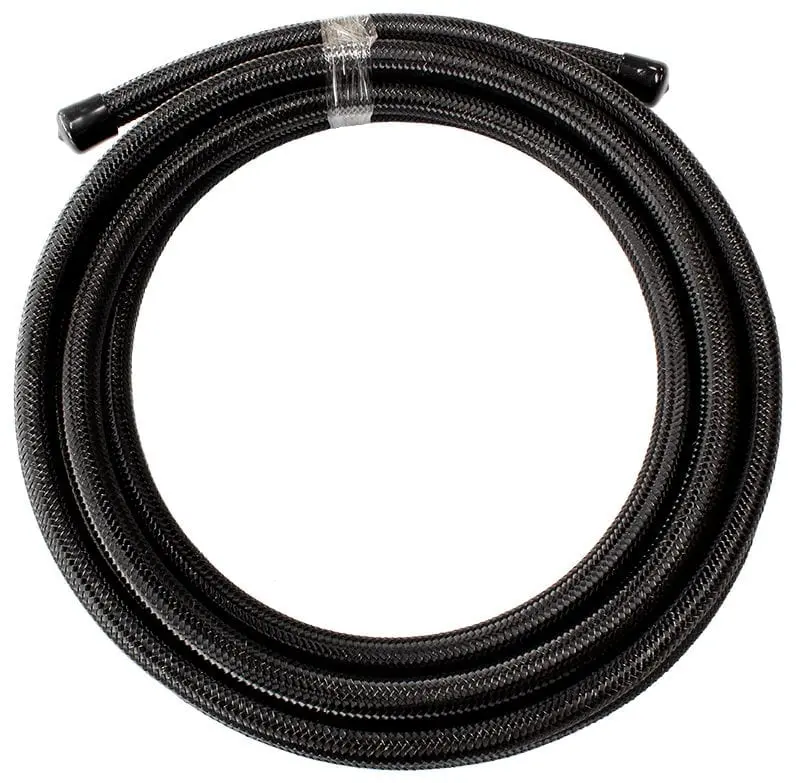 200-Series Black Ptfe-Lined Stainless Braided Hose – -8An, 6-Foot Length 1
