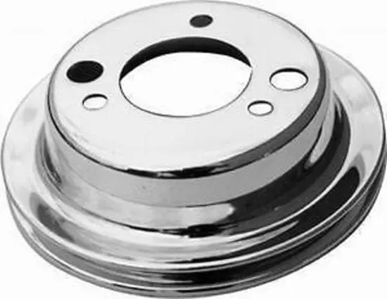 Polished Aluminum Double-Groove Crankshaft Pulley – 6.6" Diameter, 2.3" Bolt Circle 1